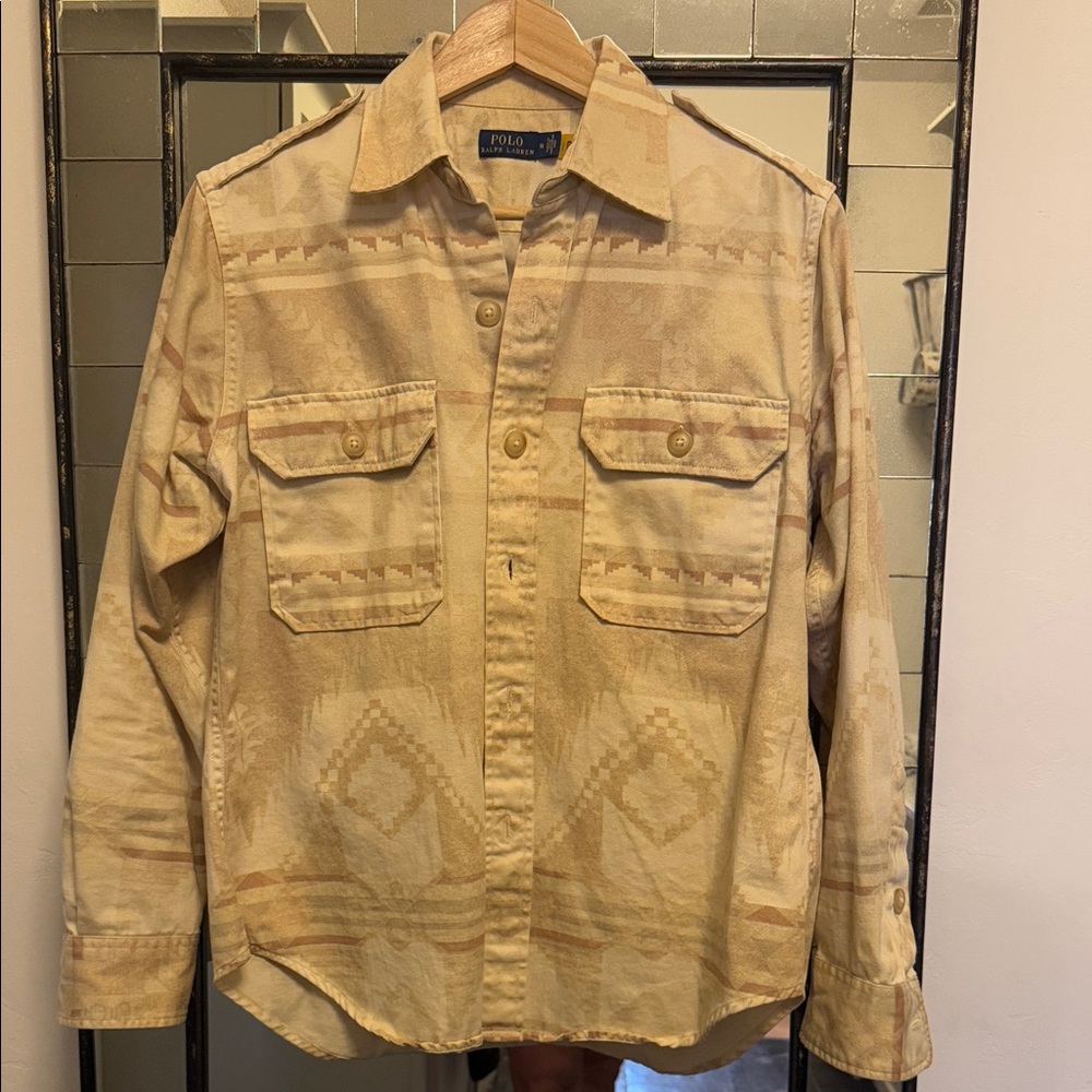 Polo Ralph Lauren Beige Geometric Button Down Shirt